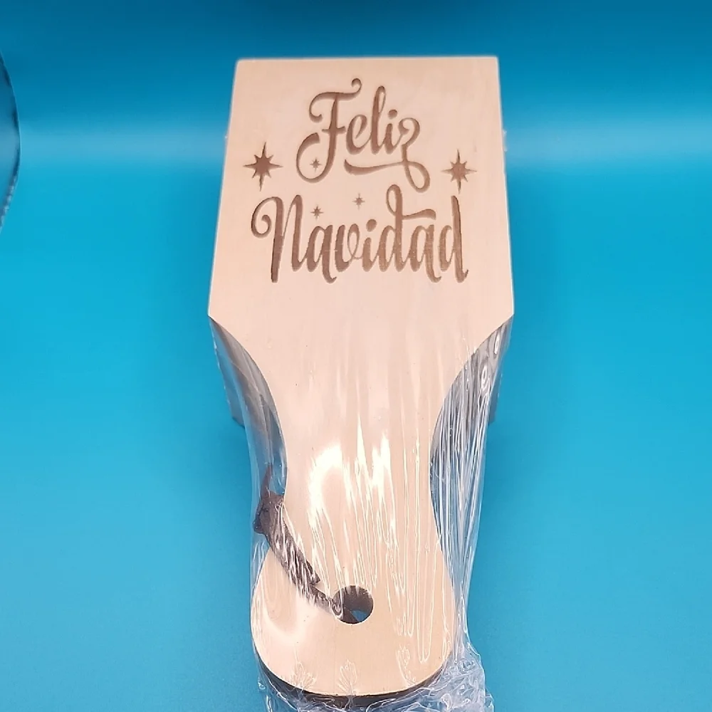 Cream Christmas Party Decoration Paddle with Festive Script